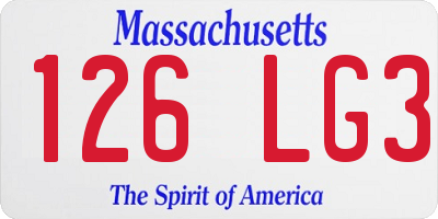 MA license plate 126LG3