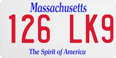 MA license plate 126LK9