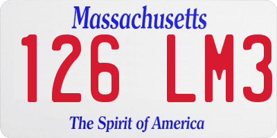 MA license plate 126LM3