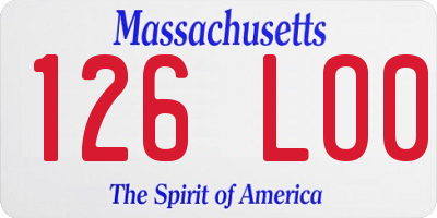 MA license plate 126LO0