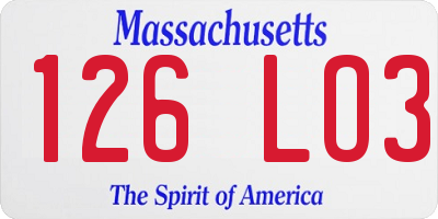 MA license plate 126LO3