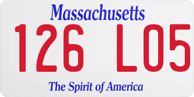 MA license plate 126LO5