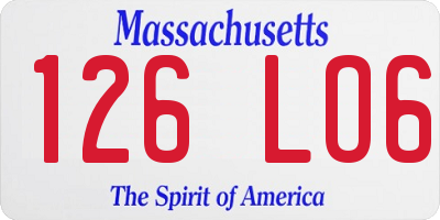 MA license plate 126LO6