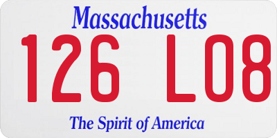 MA license plate 126LO8