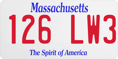 MA license plate 126LW3
