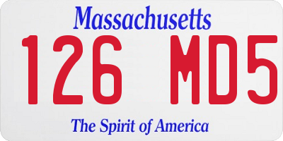 MA license plate 126MD5