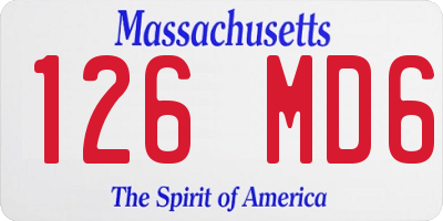 MA license plate 126MD6