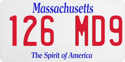 MA license plate 126MD9