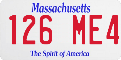 MA license plate 126ME4