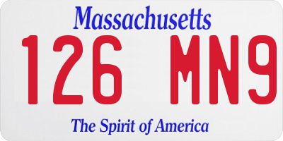 MA license plate 126MN9