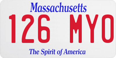 MA license plate 126MY0