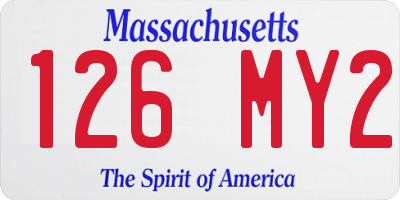 MA license plate 126MY2