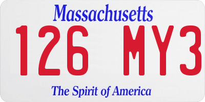 MA license plate 126MY3