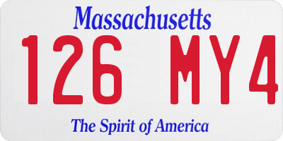 MA license plate 126MY4
