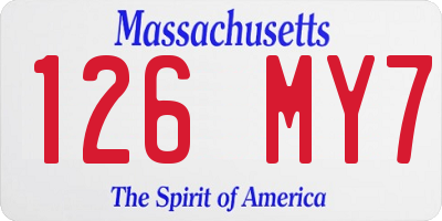 MA license plate 126MY7