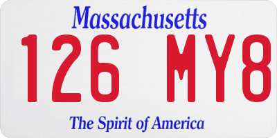 MA license plate 126MY8