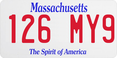 MA license plate 126MY9