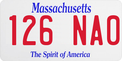 MA license plate 126NA0