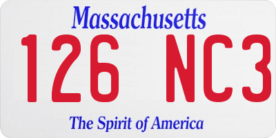 MA license plate 126NC3