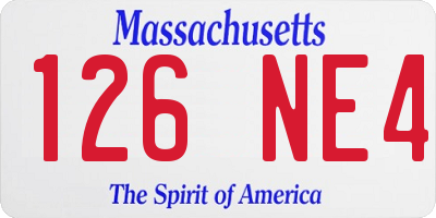 MA license plate 126NE4