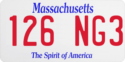 MA license plate 126NG3