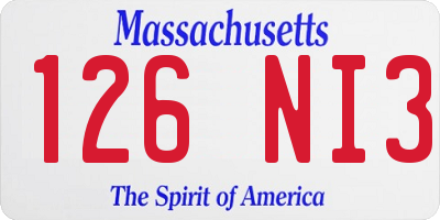 MA license plate 126NI3