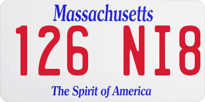 MA license plate 126NI8