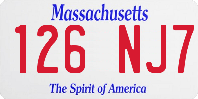 MA license plate 126NJ7