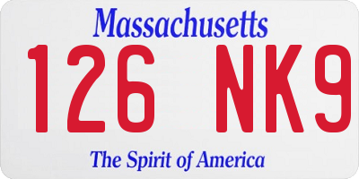 MA license plate 126NK9