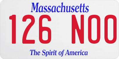 MA license plate 126NO0