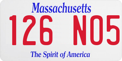 MA license plate 126NO5