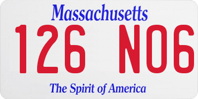 MA license plate 126NO6