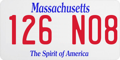 MA license plate 126NO8