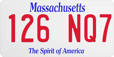 MA license plate 126NQ7