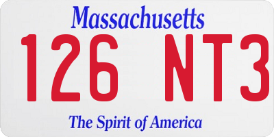 MA license plate 126NT3