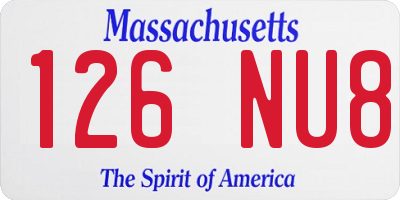 MA license plate 126NU8