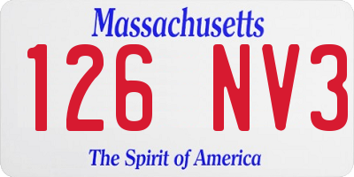 MA license plate 126NV3