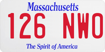 MA license plate 126NW0