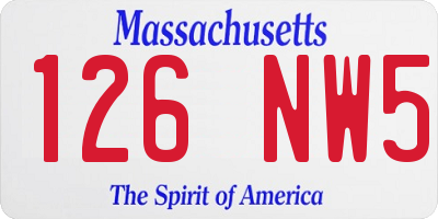 MA license plate 126NW5