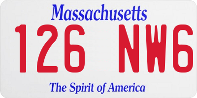 MA license plate 126NW6