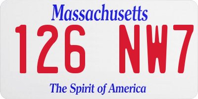 MA license plate 126NW7