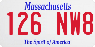MA license plate 126NW8