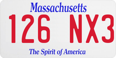 MA license plate 126NX3