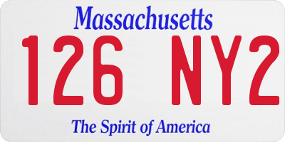 MA license plate 126NY2