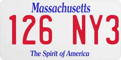 MA license plate 126NY3