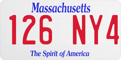 MA license plate 126NY4