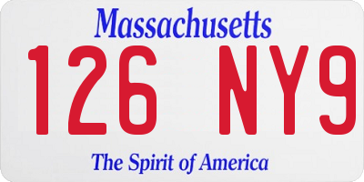 MA license plate 126NY9