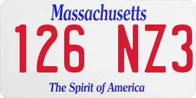 MA license plate 126NZ3