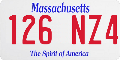 MA license plate 126NZ4