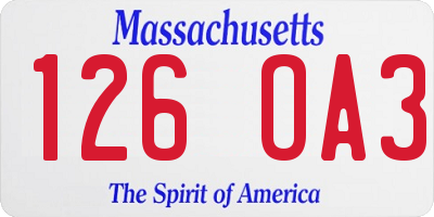 MA license plate 126OA3